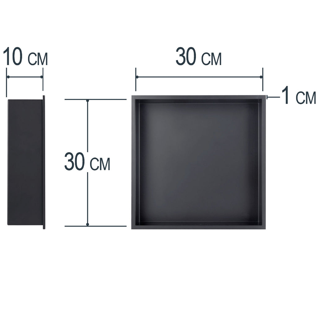 niche de douche noire dimensions 30x30cm profondeur 10cm
