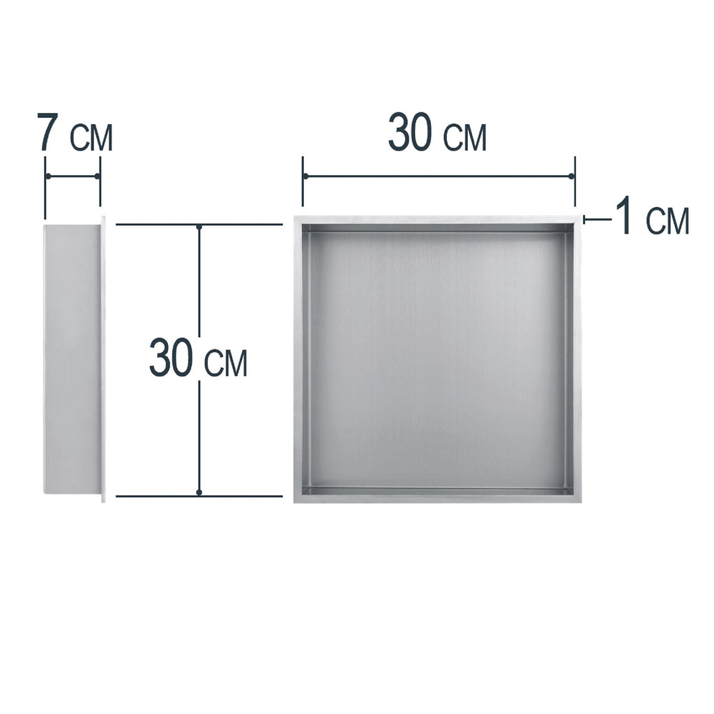 dimensions niche de douche chromée carrée