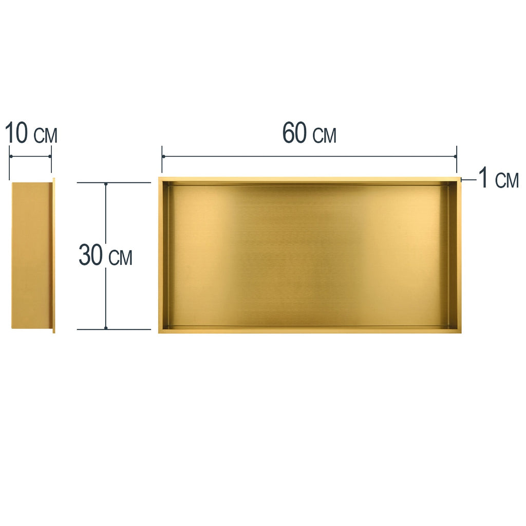 dimensions niche de douche à encastrer dorée 60x30cm profondeur 10cm