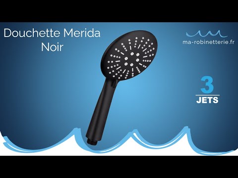 Pommeau de douche noir MERIDA - 3 jets vidéo