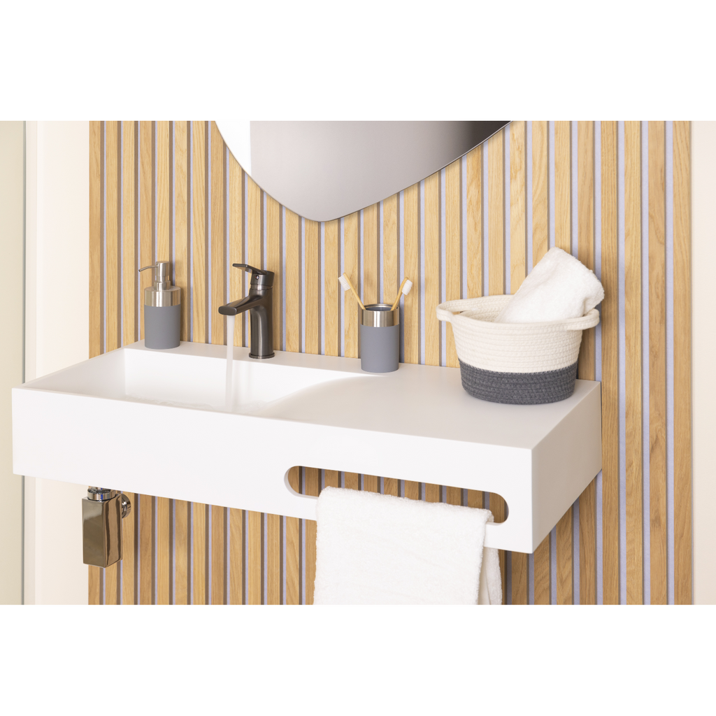 ANCUZ mitigeur lavabo gris métal à bec bas salle de bain moderne