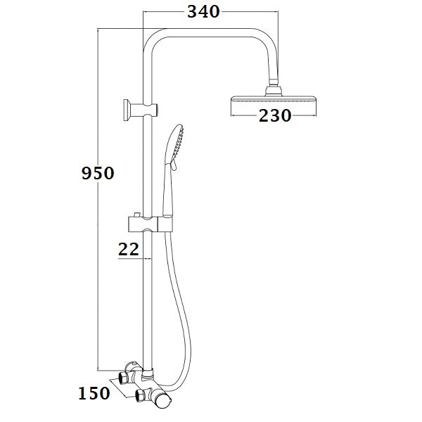 DERVENN colonne de douche chrome dimensions