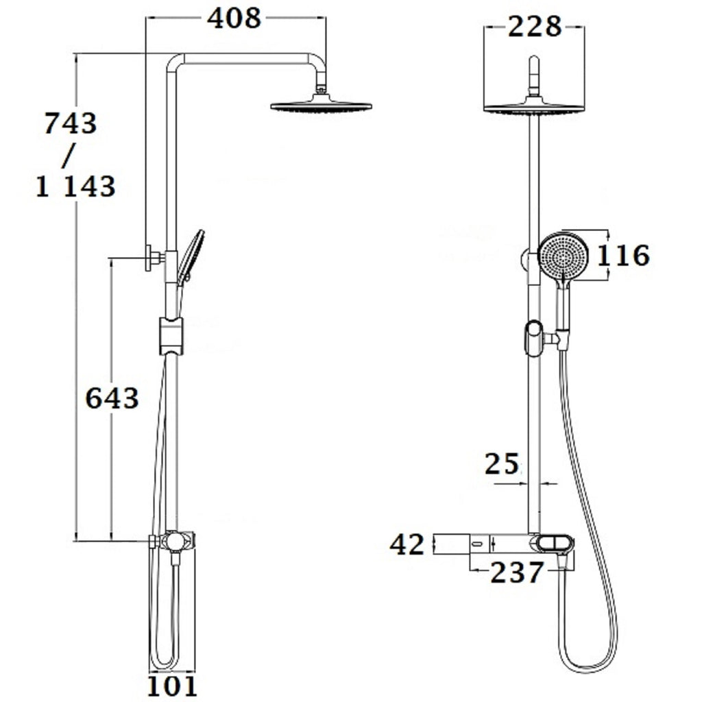 SWITCHEA colonne de douche chrome dimensions