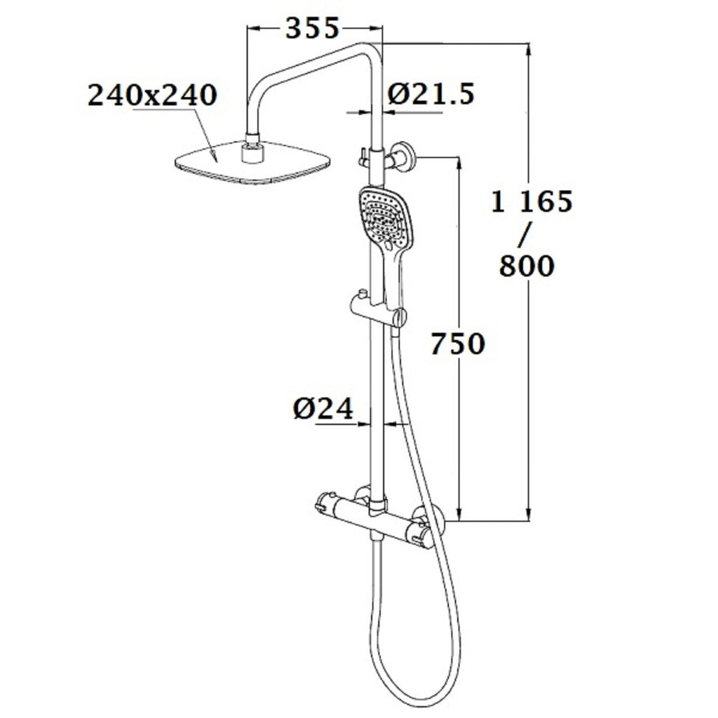 BERENS colonne de douche chrome dimensions