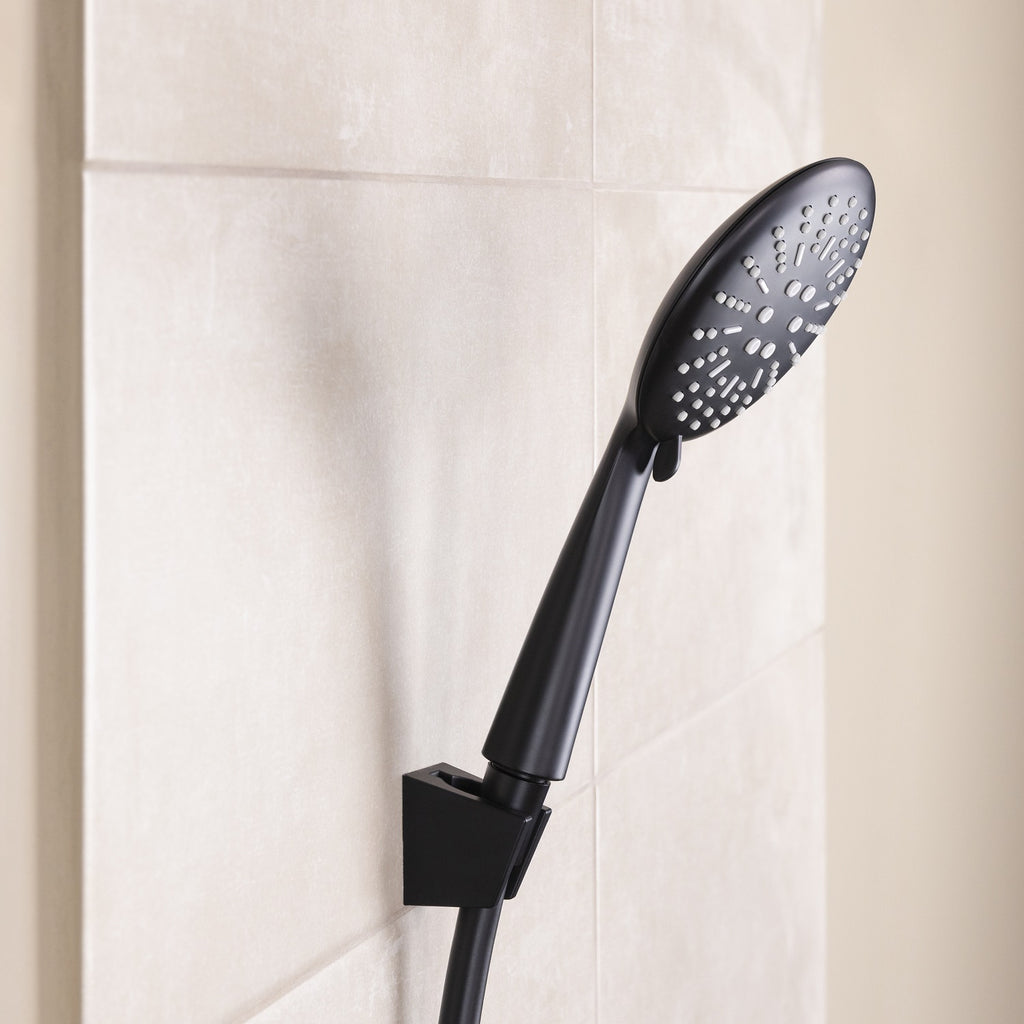 Pommeau de douche avec support mural et flexible noir