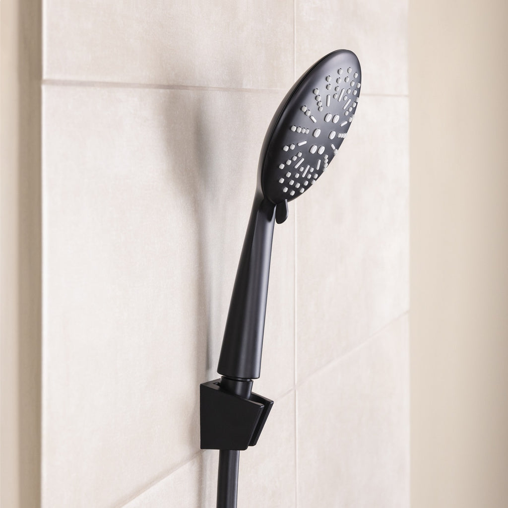 Pommeau de douche avec support mural et flexible noir