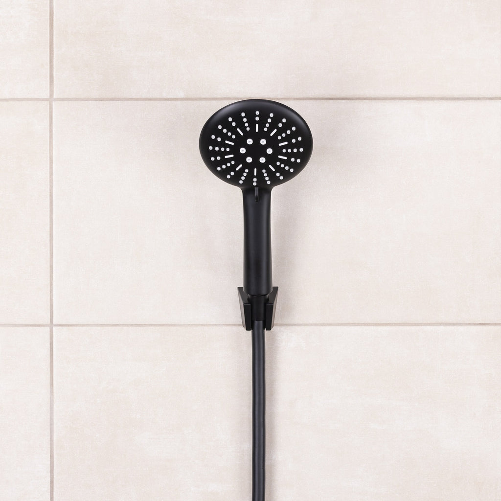 Pommeau de douche MERIDA avec support mural avec flexible noir lisse