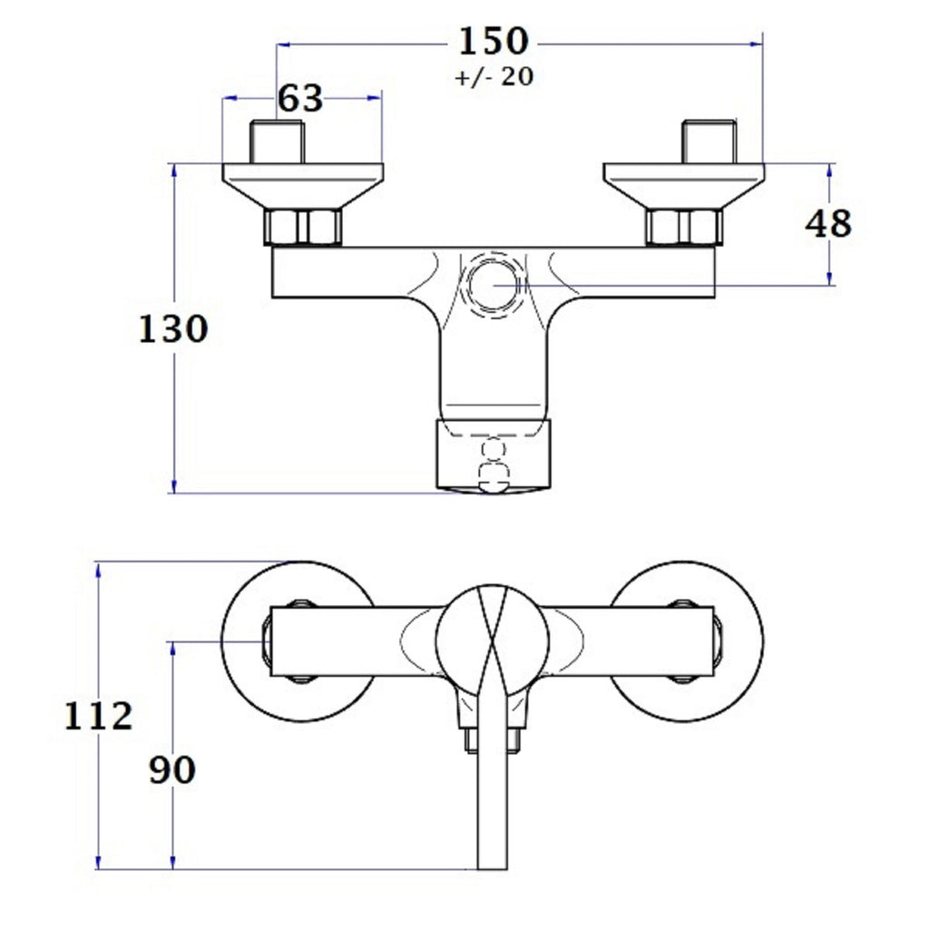 ALTO mitigeur douche NF chrome dimensions