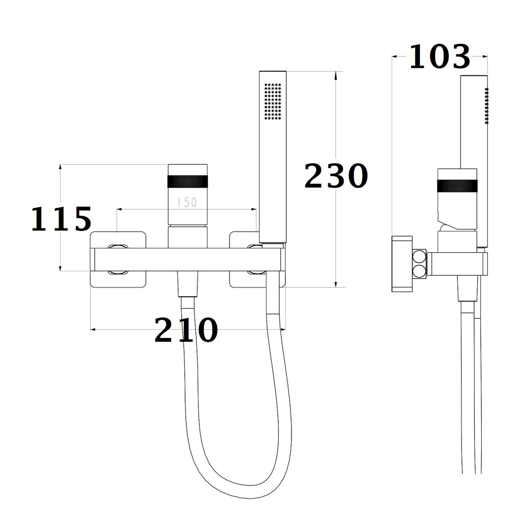 PAZ robinet mitigeur douche chrome noir design dimensions