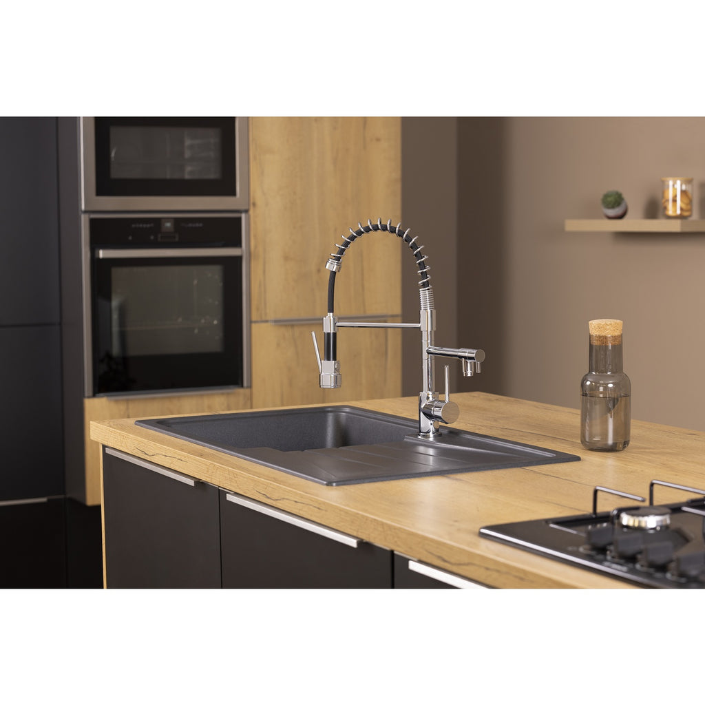 OASIS douchette mitigeur cuisine type chef chrome noir