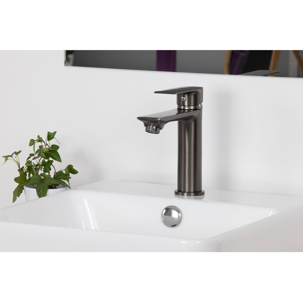 NYTIA robinet mitigeur lavabo gris métal salle de bain claire