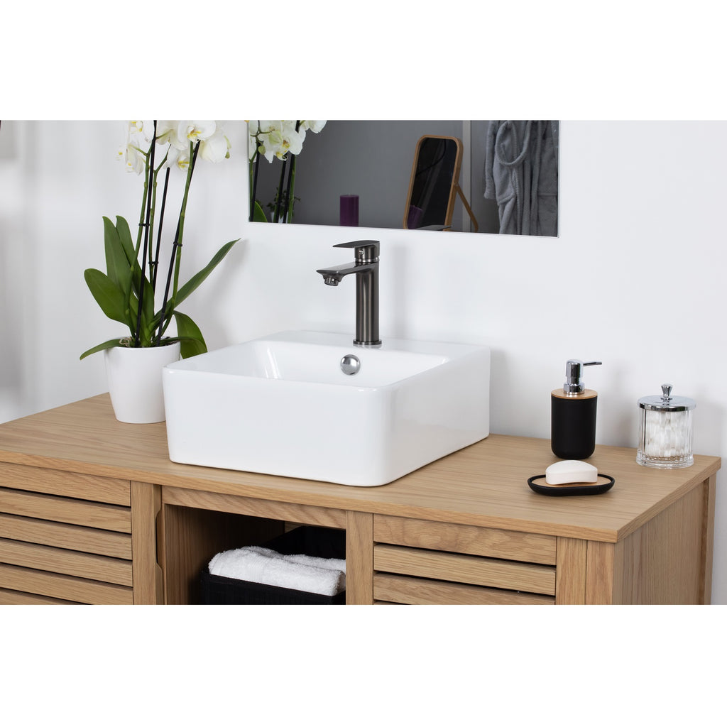 NYTIA robinet mitigeur lavabo gris métal ambiance design épuré