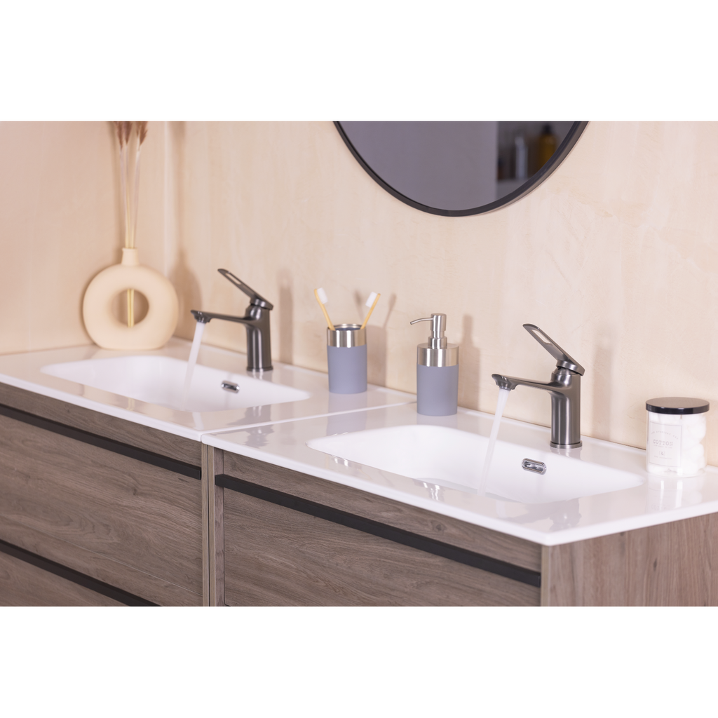 YUNA robinet mitigeur lavabo gris métal salle de bain design