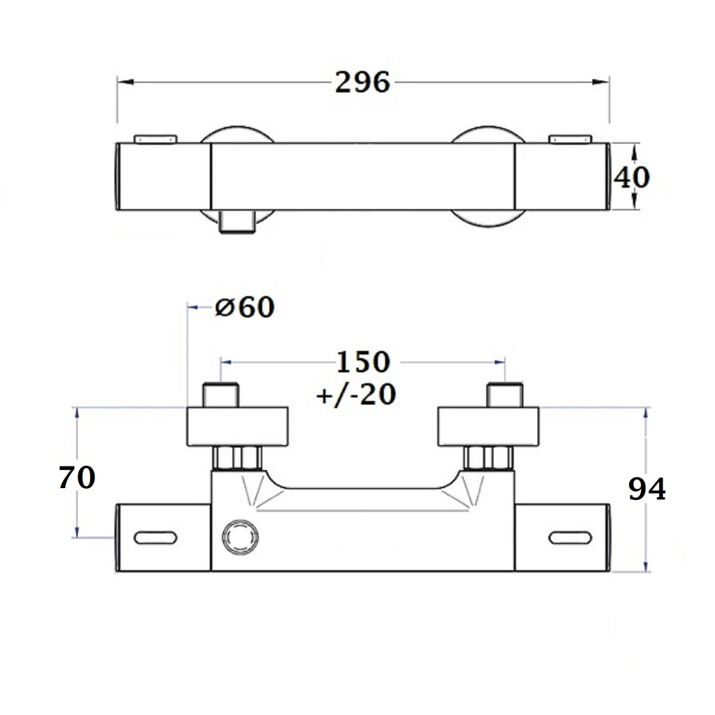 LINEATHERM mitigeur thermostatique douche NF chrome dimensions